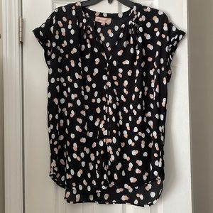 Black Polka Dot Short Sleeve Blouse
